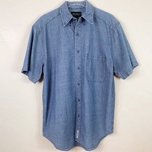 EDDIE BAUER SS Denim Chambray Pocket Shirt S